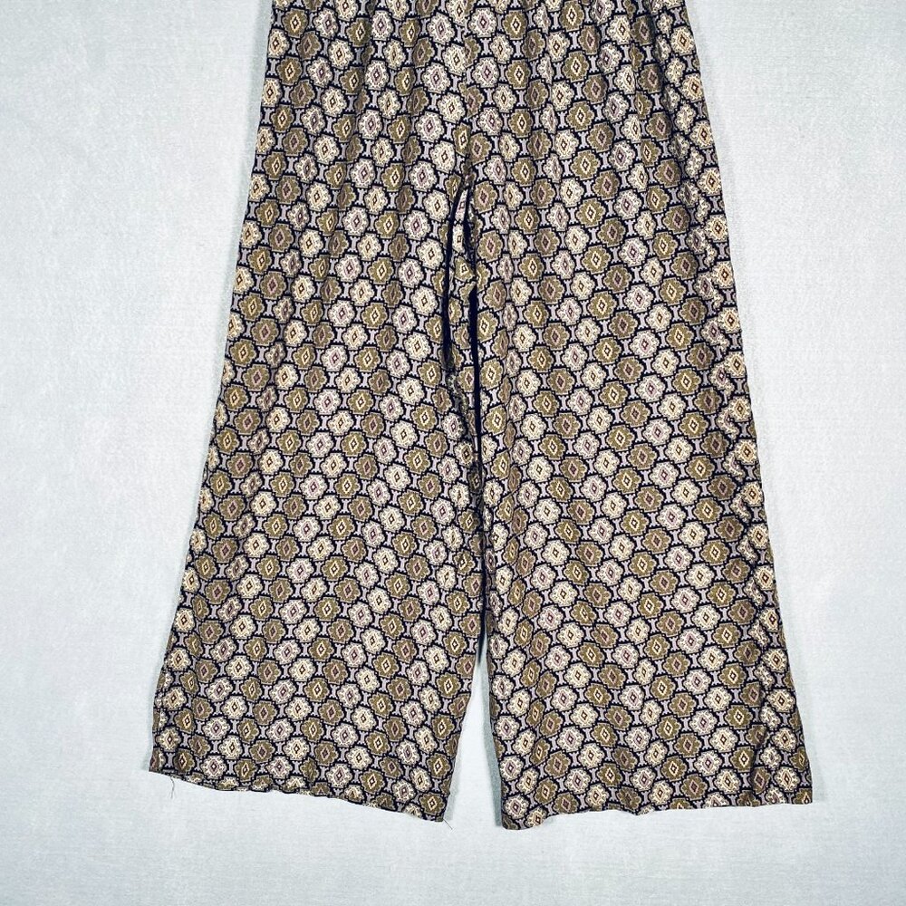 Vintage y2k Cottagecore Pants Womens L Diamond Print Wide Leg Cowgirl Western - Picture 10 of 12